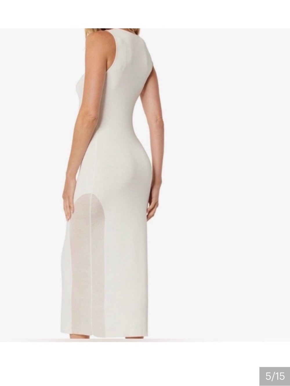 NWT $398 Misa Los Angeles Cream Sleeveless Maxi Dress with Sheer Side Panels